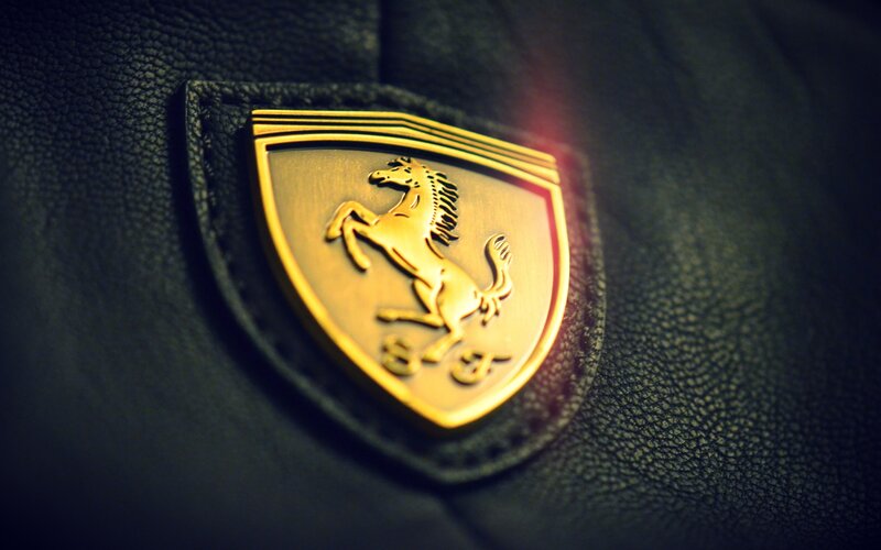 Golden Ferrari Emblem — Gold, Dramatic, Photograph, Leather