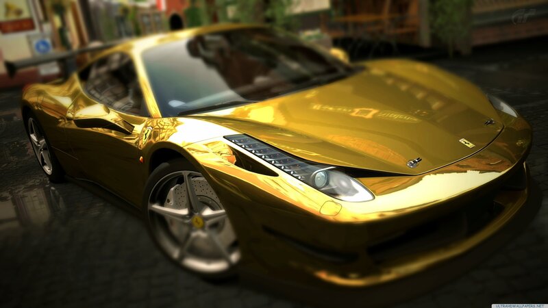 golden ferrari sports car