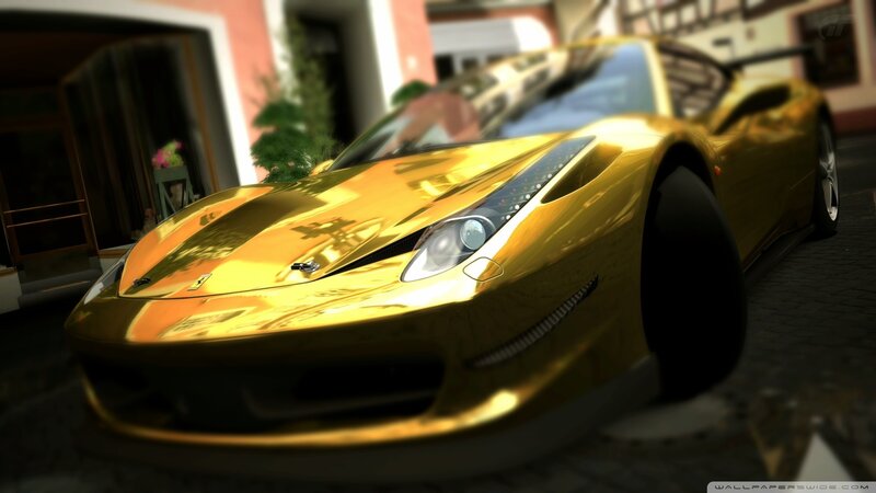 golden ferrari sports car