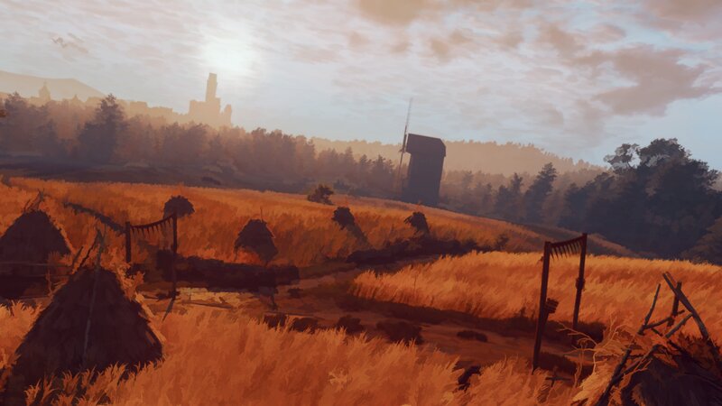 Golden Field at Sunset — Orange, Serene