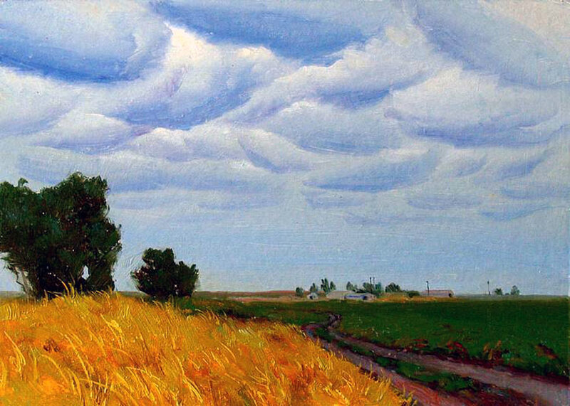 Golden Field with Dirt Path — Yellow
