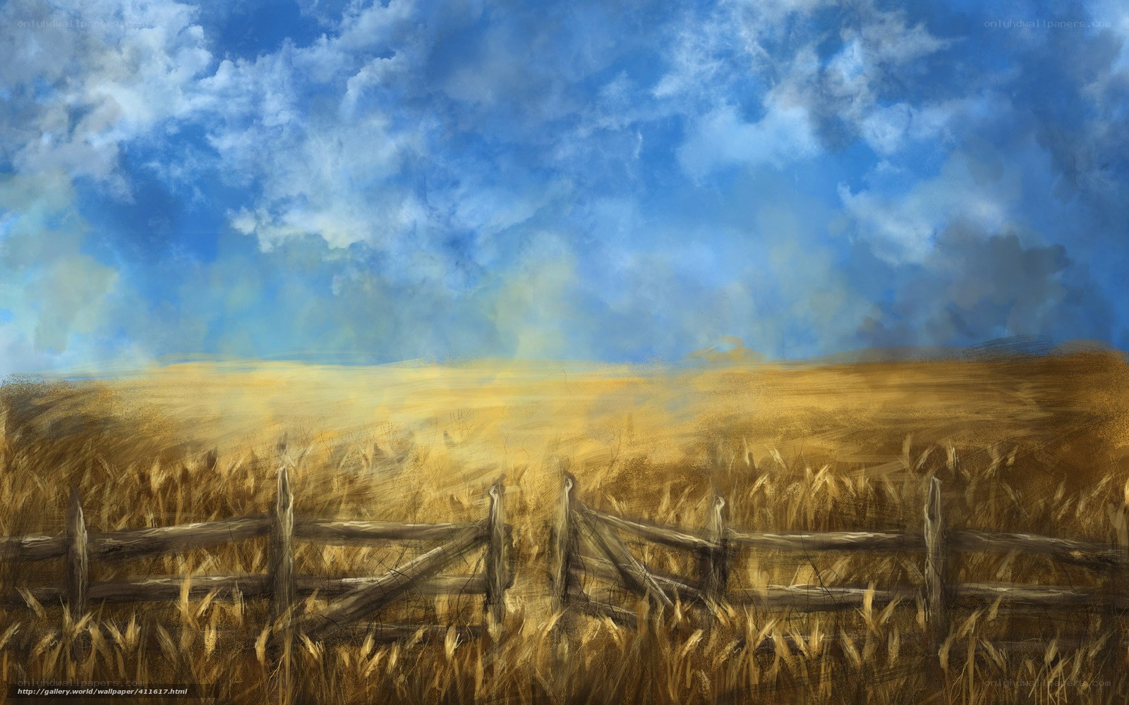 Golden Field with Wooden Fence
