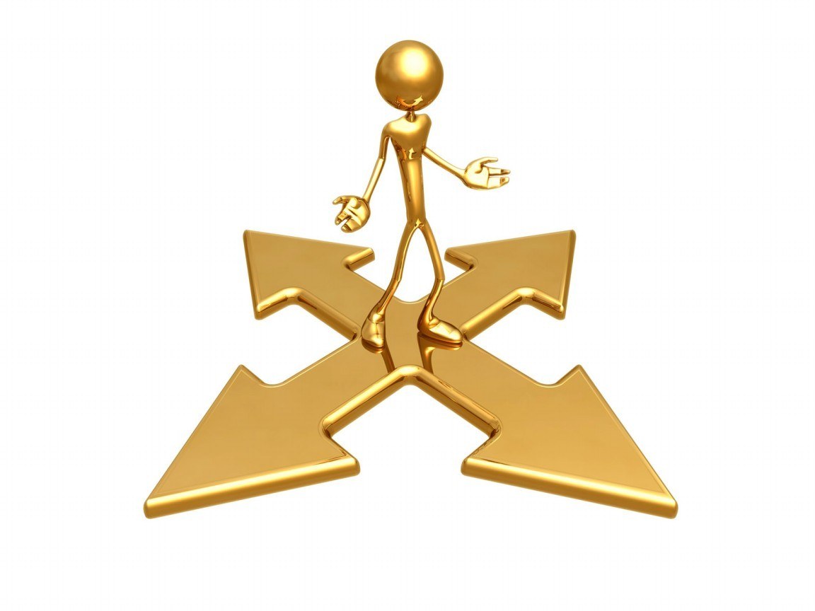 golden figure at crossroads
