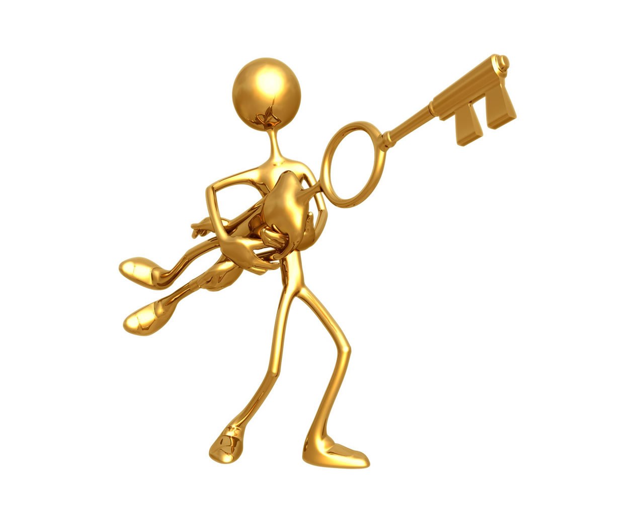 golden figure holding key