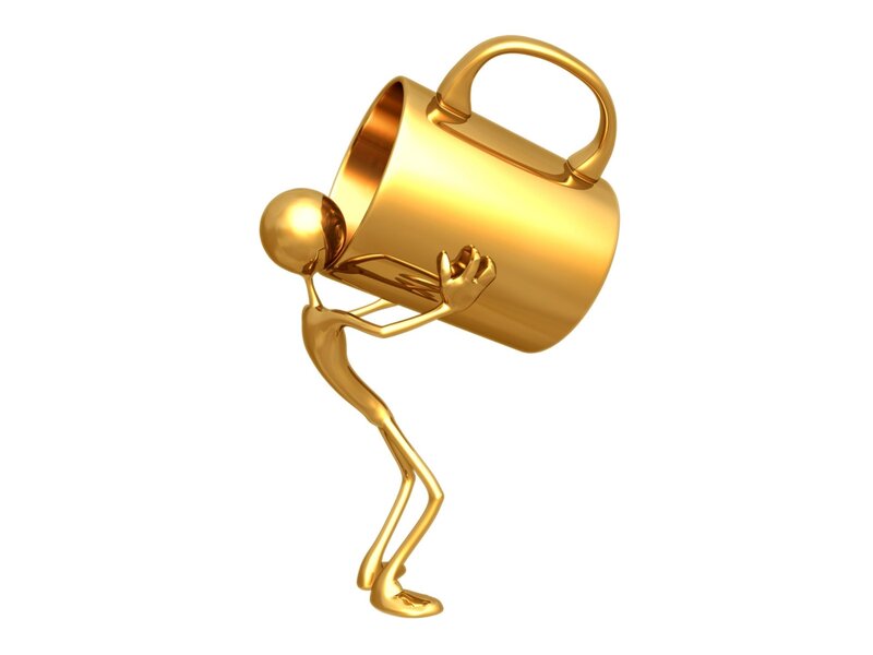 Golden Figure Holding Mug