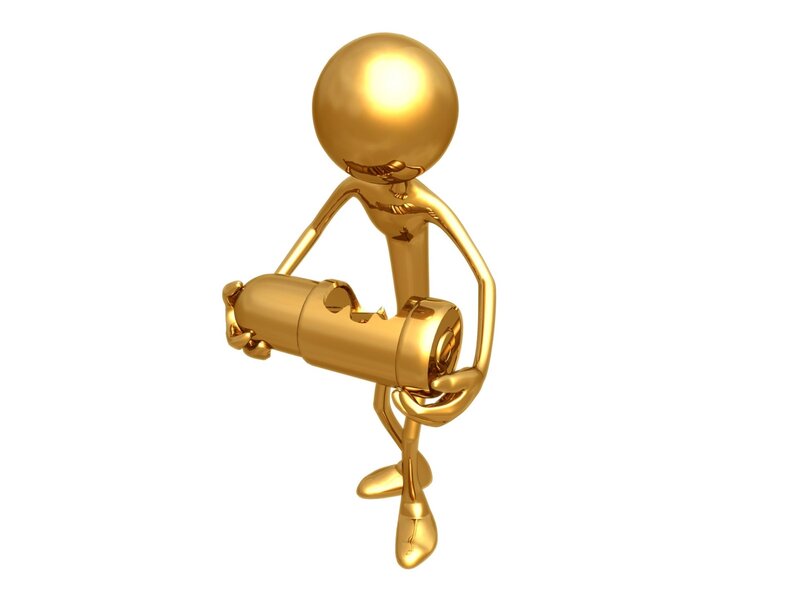 Golden Figure Holding Object