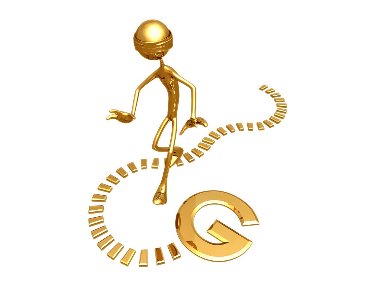 golden figure on path