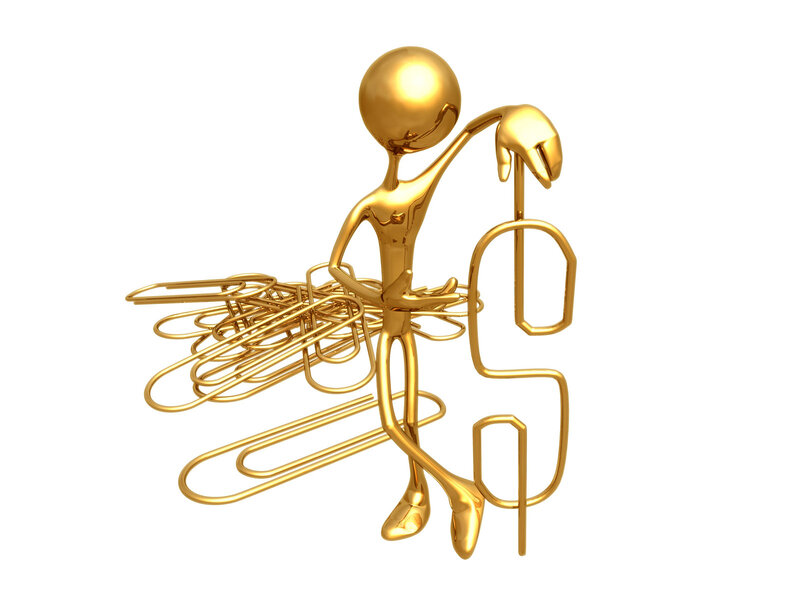 Golden Figure with Paperclips