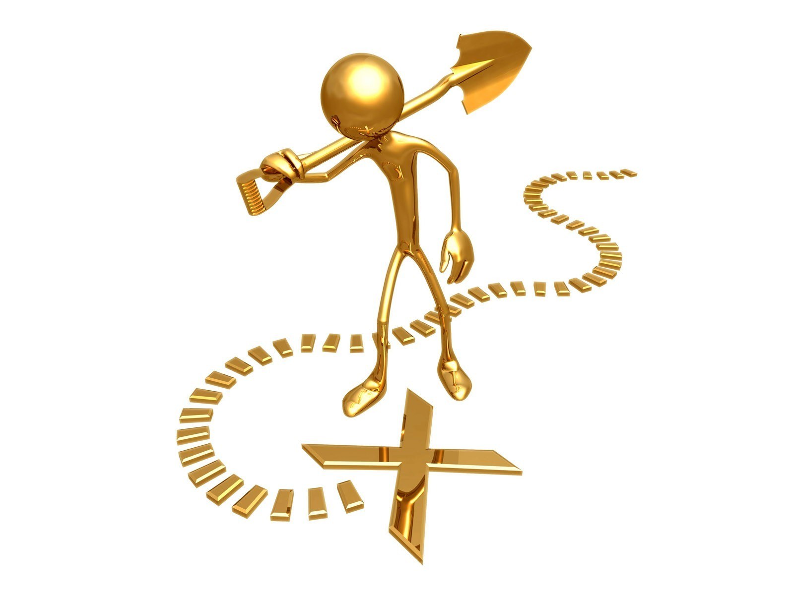 Golden figure with shovel