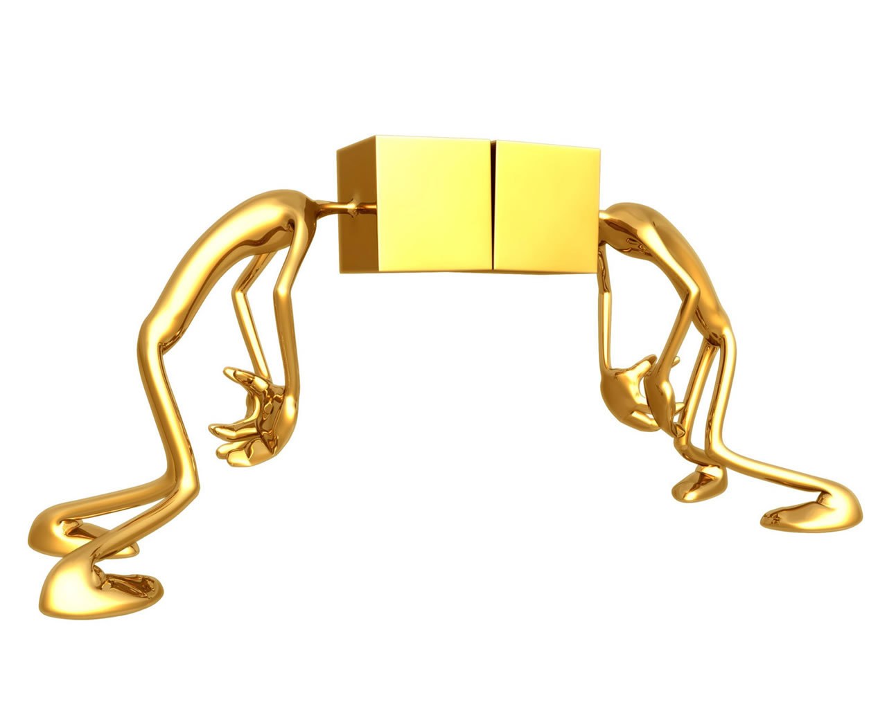 golden figures holding block