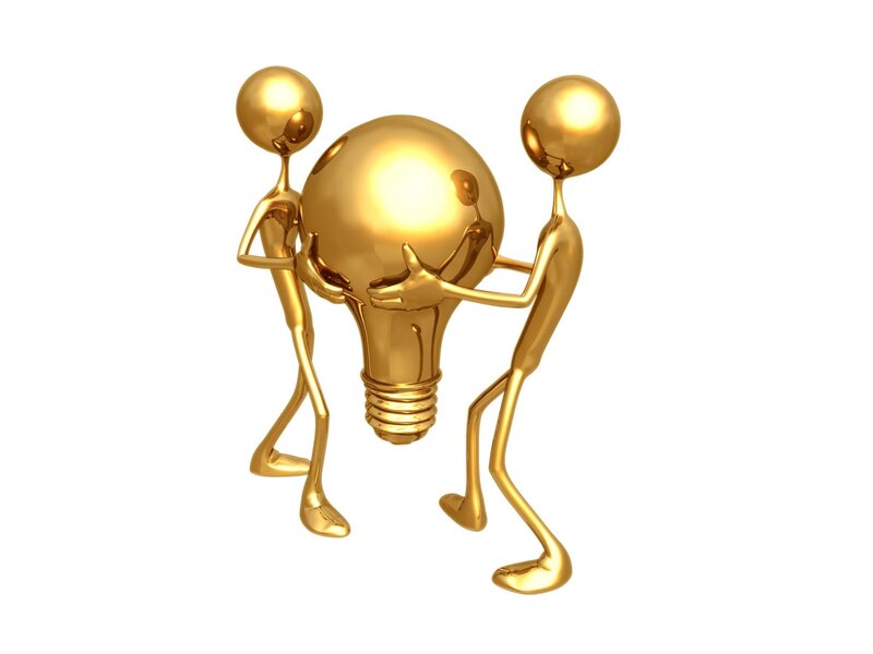 Golden Figures Holding Bulb