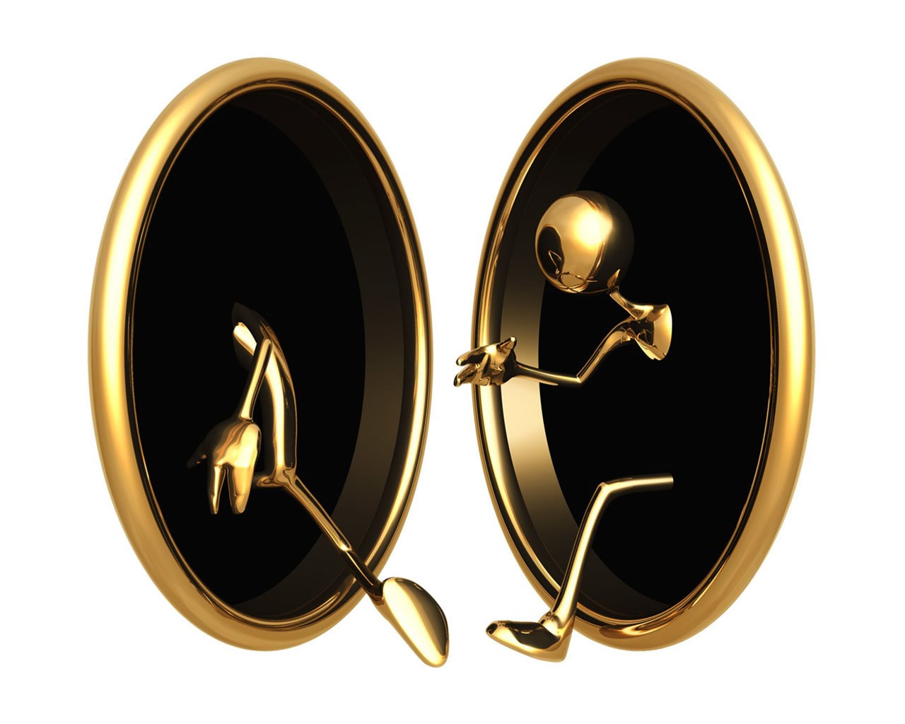 golden figures in oval frames