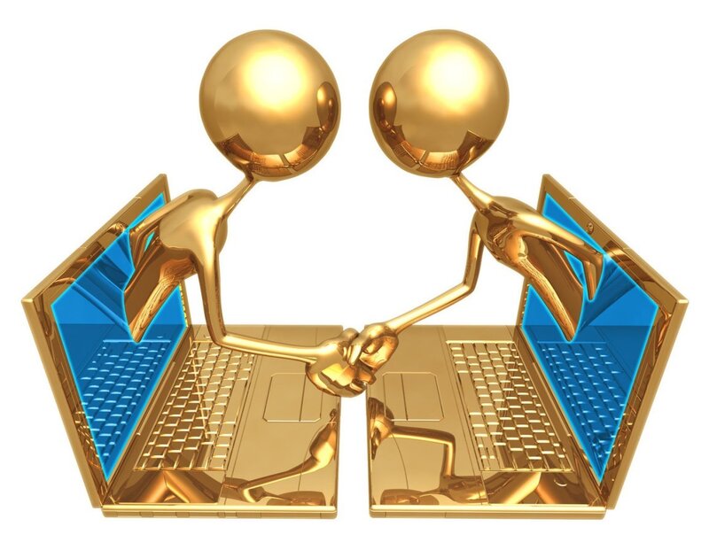 golden figures shaking hands