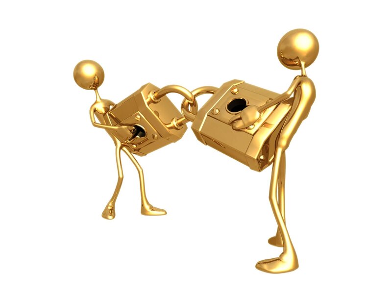 Golden Figures with Padlocks — Gold