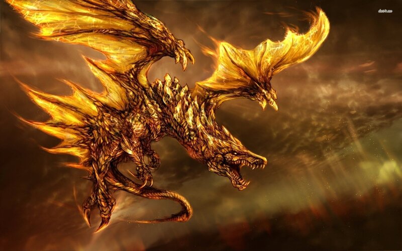 Golden Fire Dragon — Gold, Dramatic