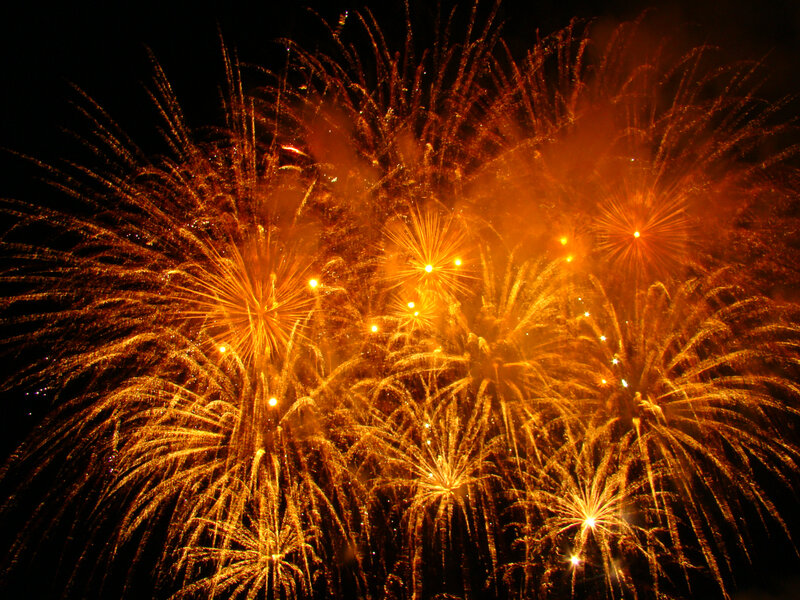 Golden fireworks display