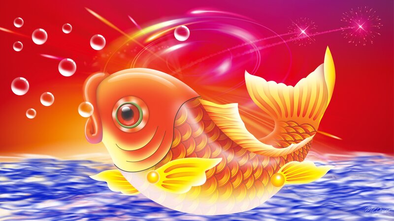 Golden Fish in Water