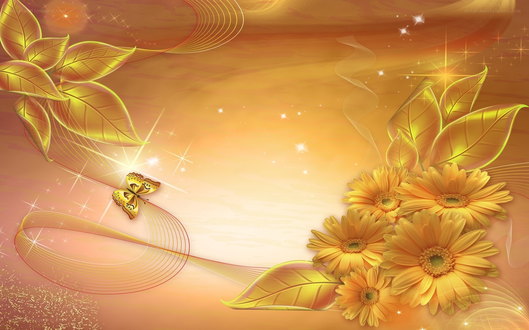 golden floral abstract background
