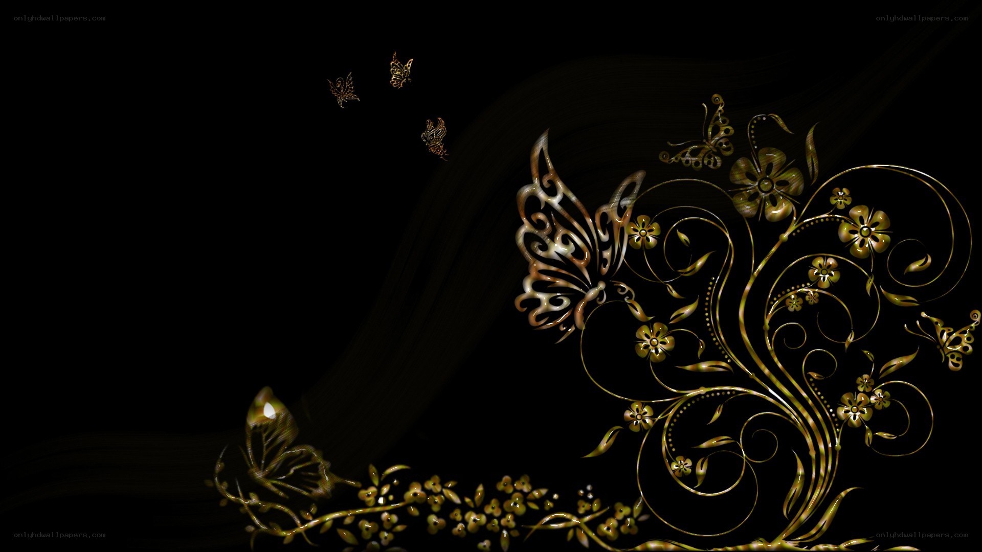 golden floral butterfly design