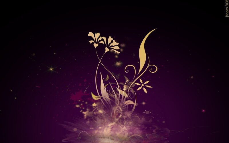golden floral design on purple