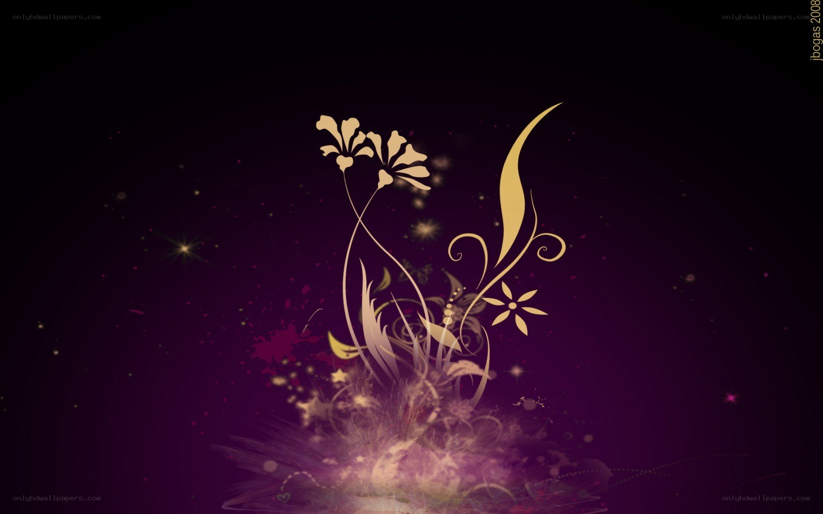 golden floral design on purple