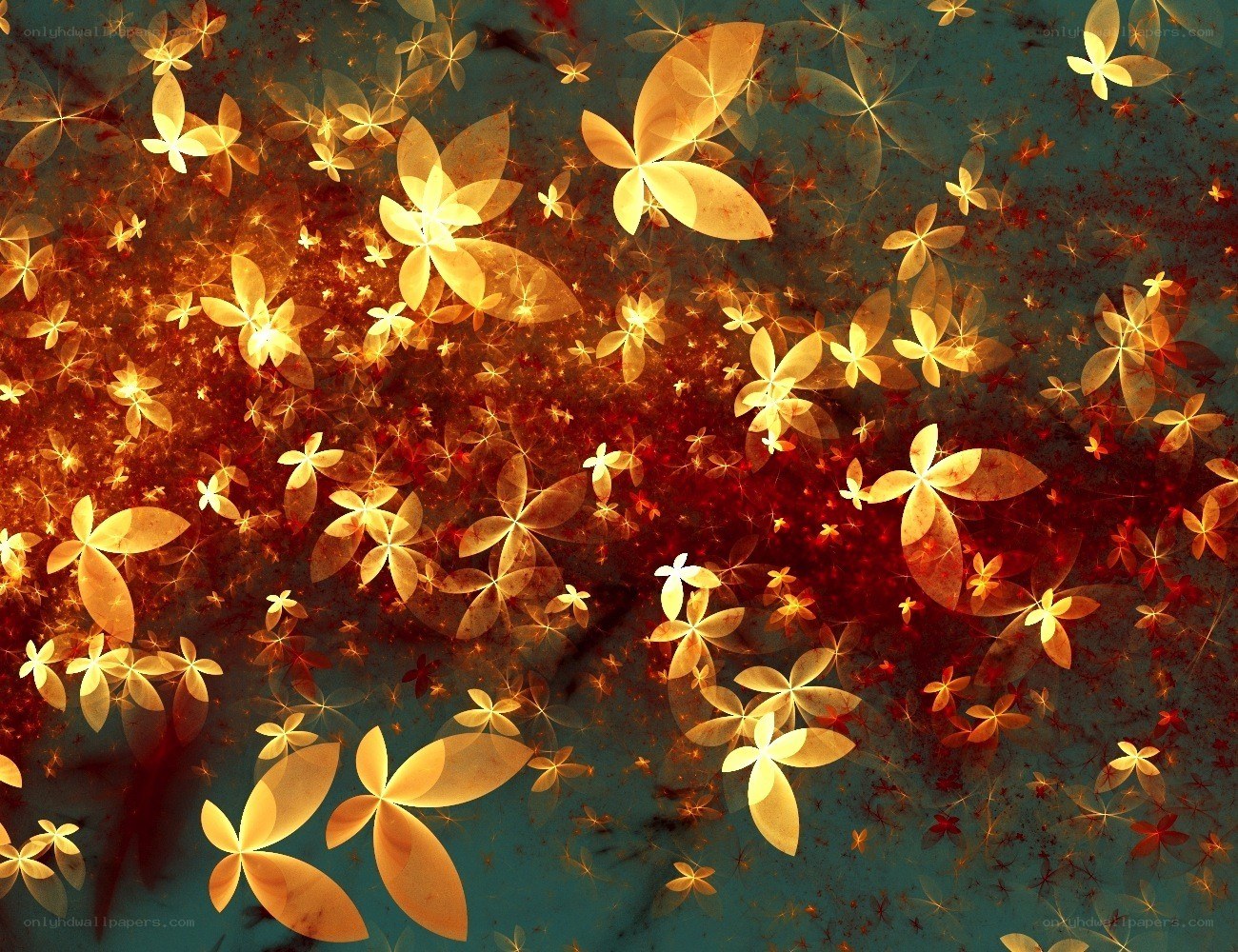 Golden floral fractal pattern