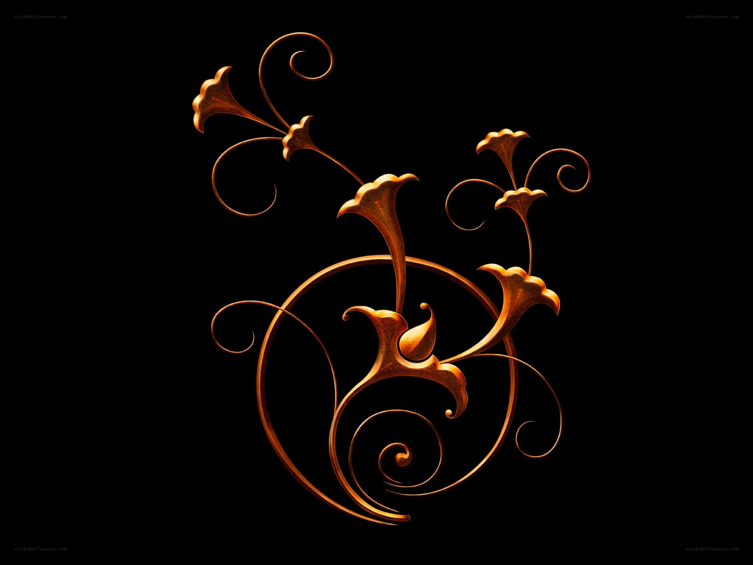 golden floral ornament design