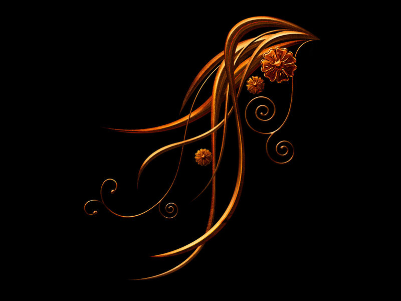 golden floral swirl design