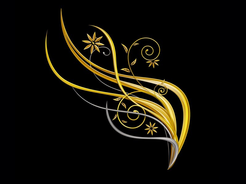 golden floral swirl design