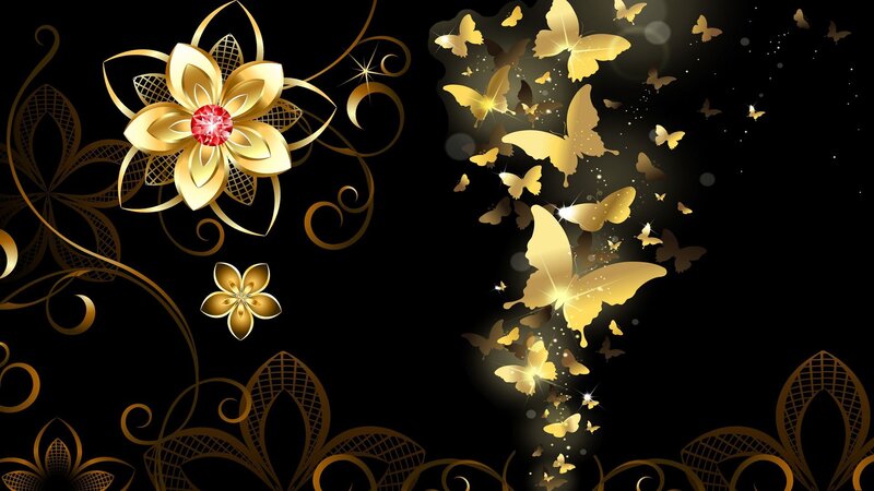 Golden Flower and Butterflies