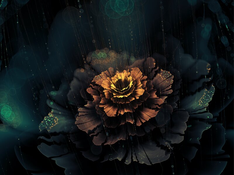 Golden Flower in Dark Space