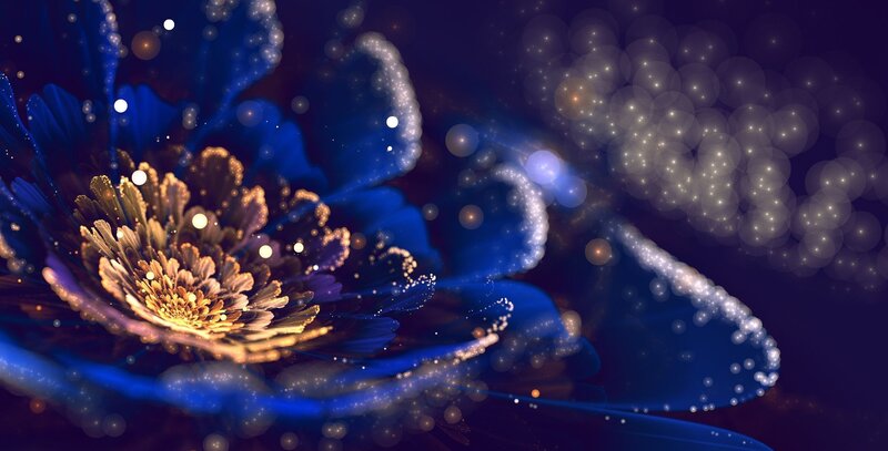 Golden Flower in Space — Blue