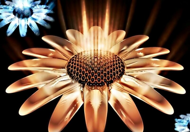 Golden Flower with Blue Counterpart — Gold