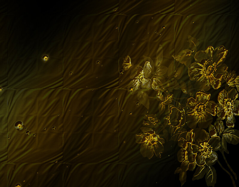 Golden Flowers on Dark Fabric