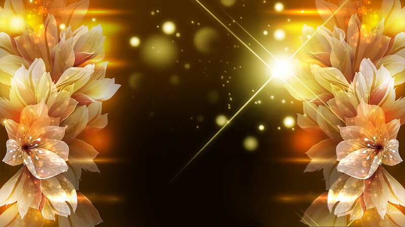 Golden Flowers with Light Rays