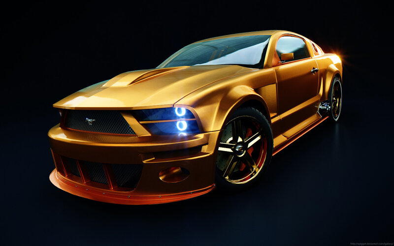Golden Ford Mustang