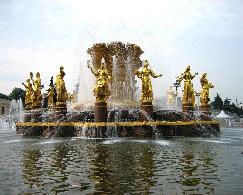 Golden fountain with statues