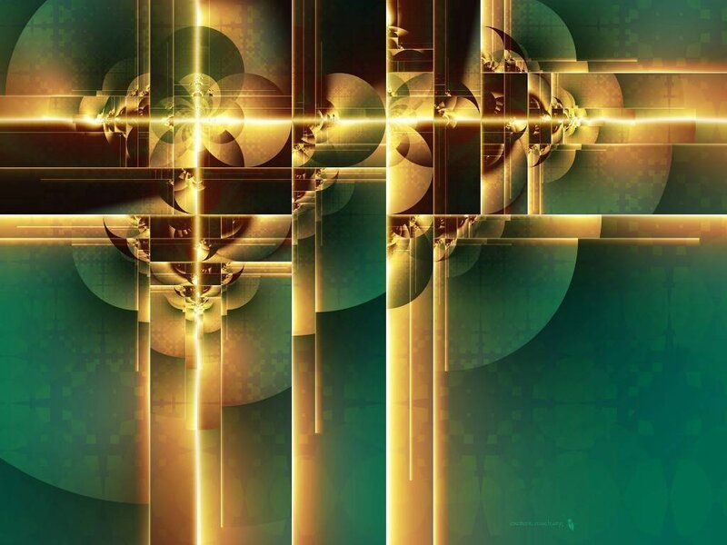 Golden fractal abstract art