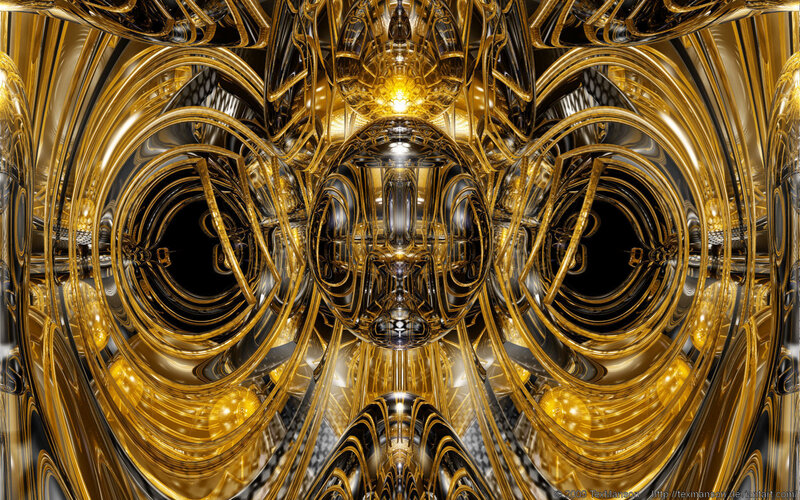 golden fractal abstract art