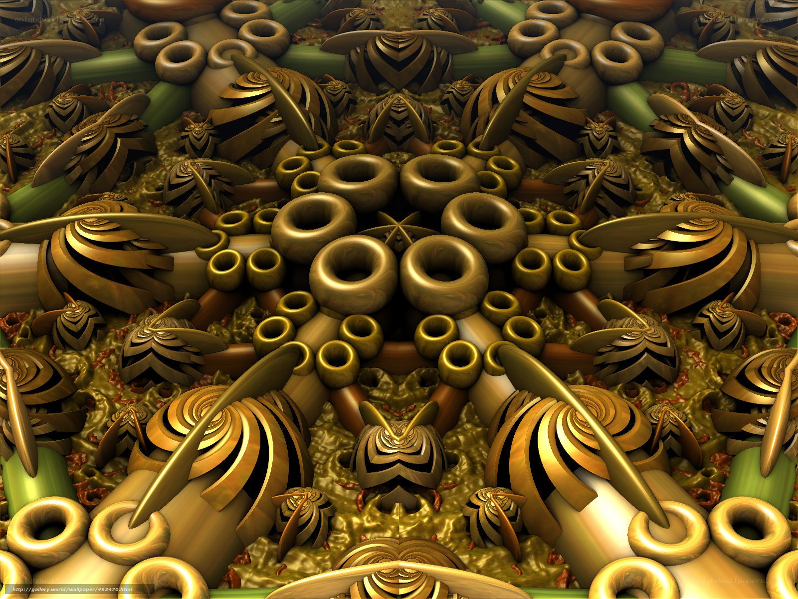 Golden fractal abstract pattern