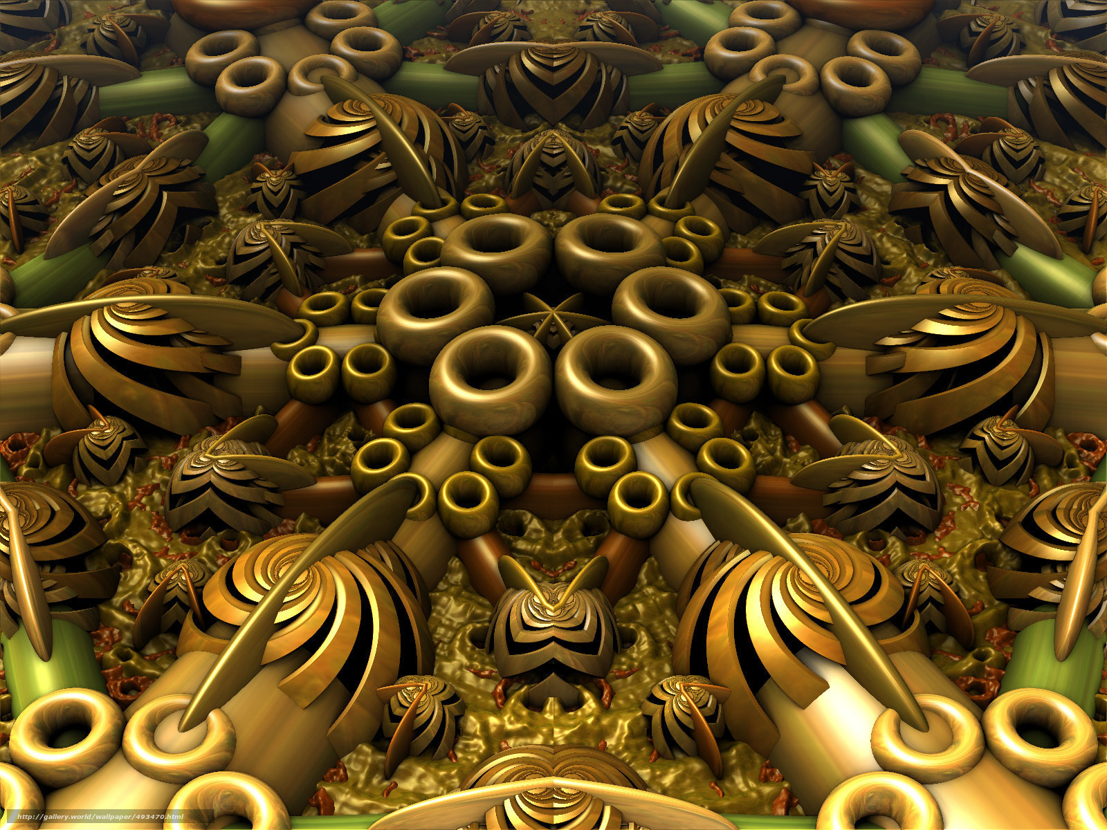 Golden fractal abstract pattern