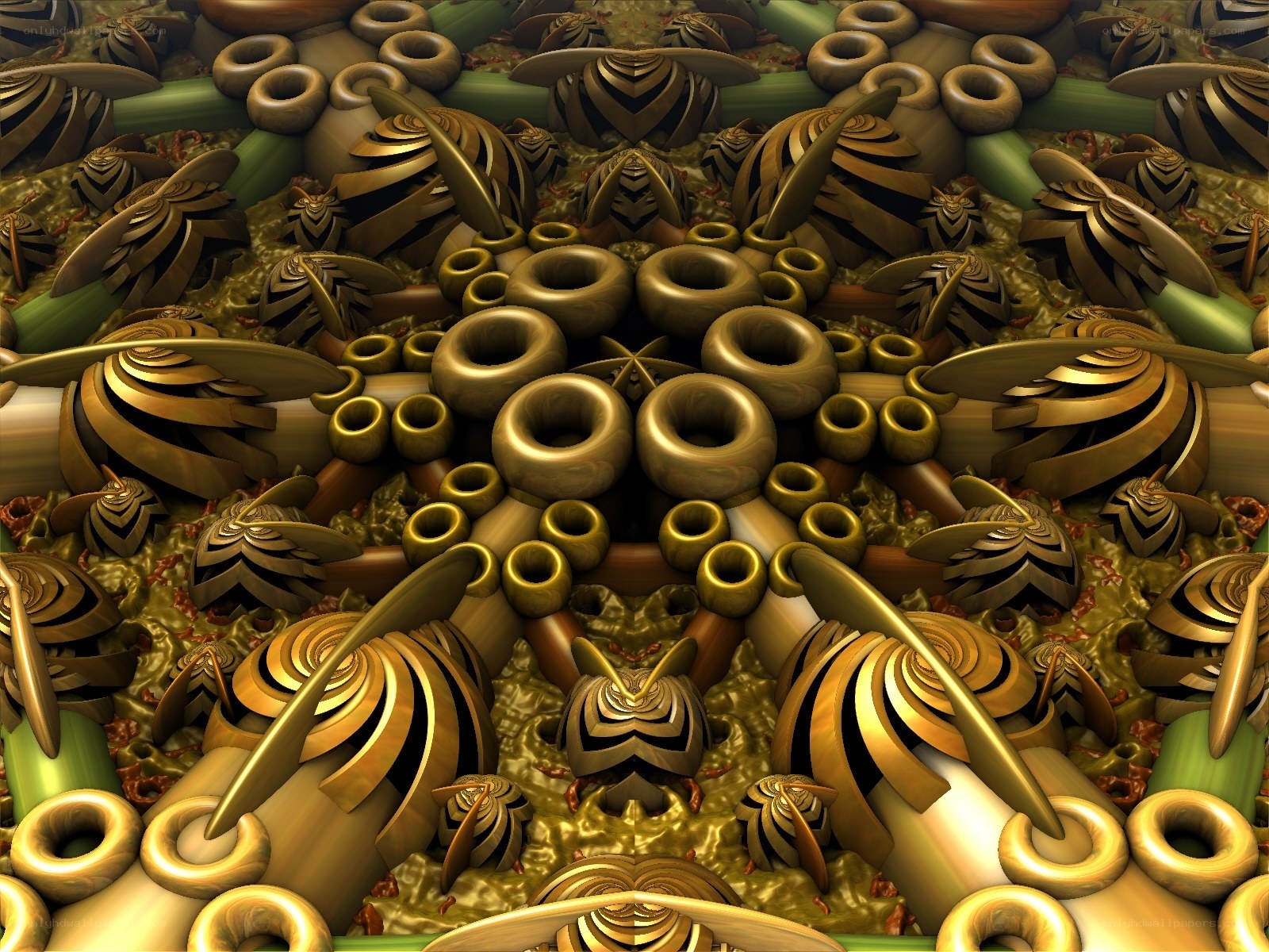 Golden fractal abstract pattern