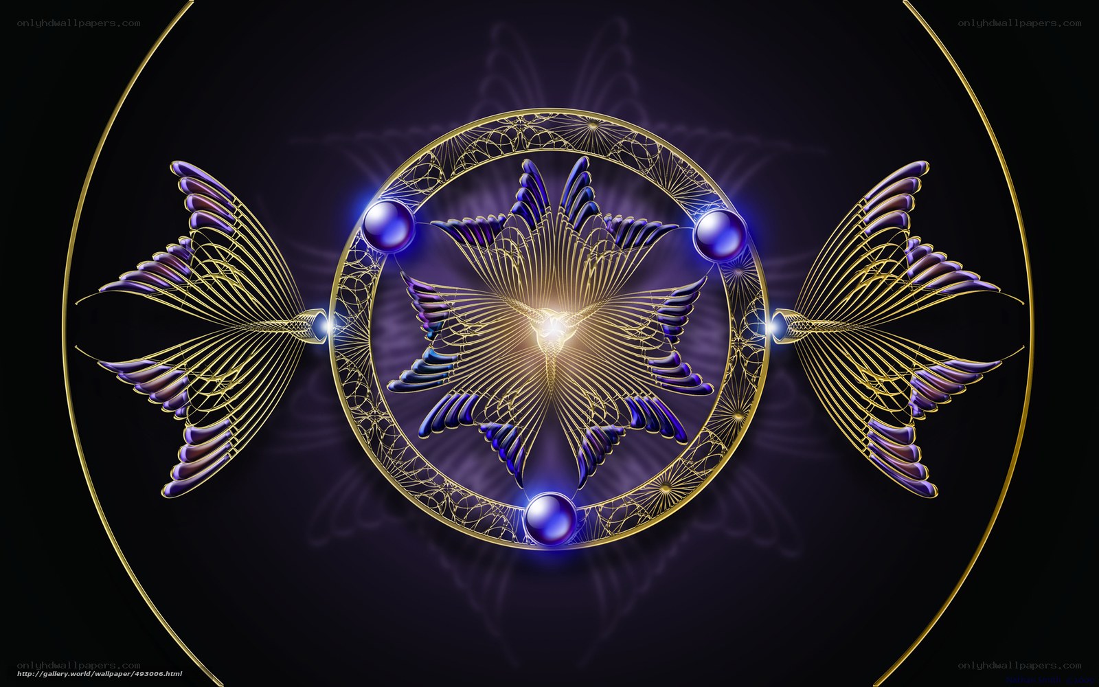 golden fractal butterfly design