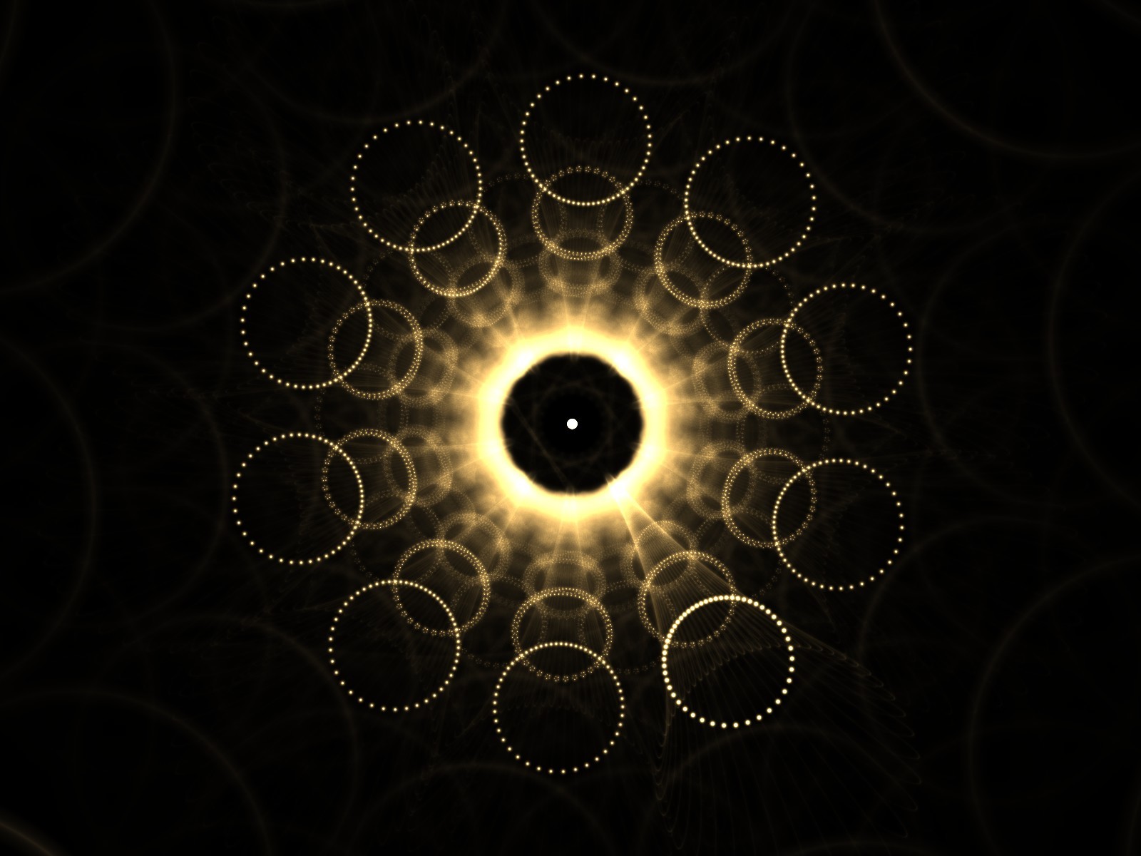 Golden fractal circle pattern