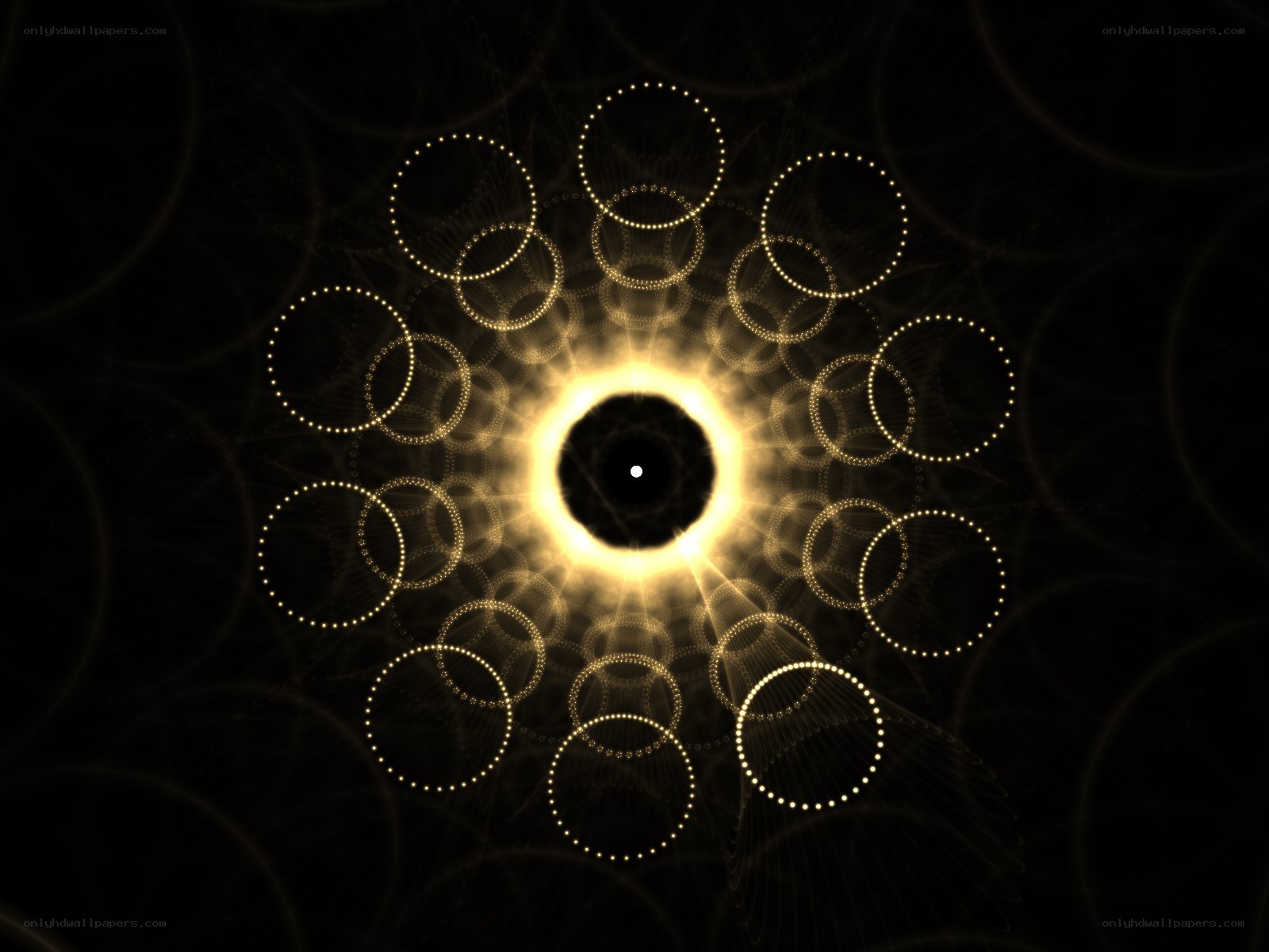 Golden fractal circle pattern