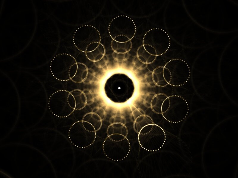 Golden Fractal Circles — Black