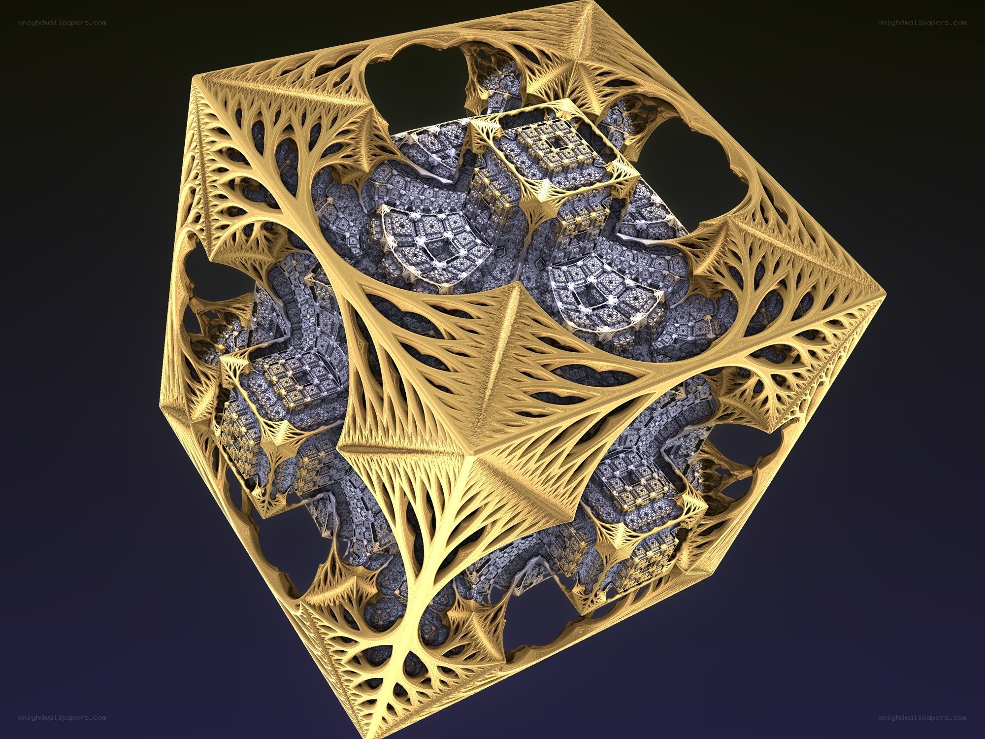 Golden fractal cube structure