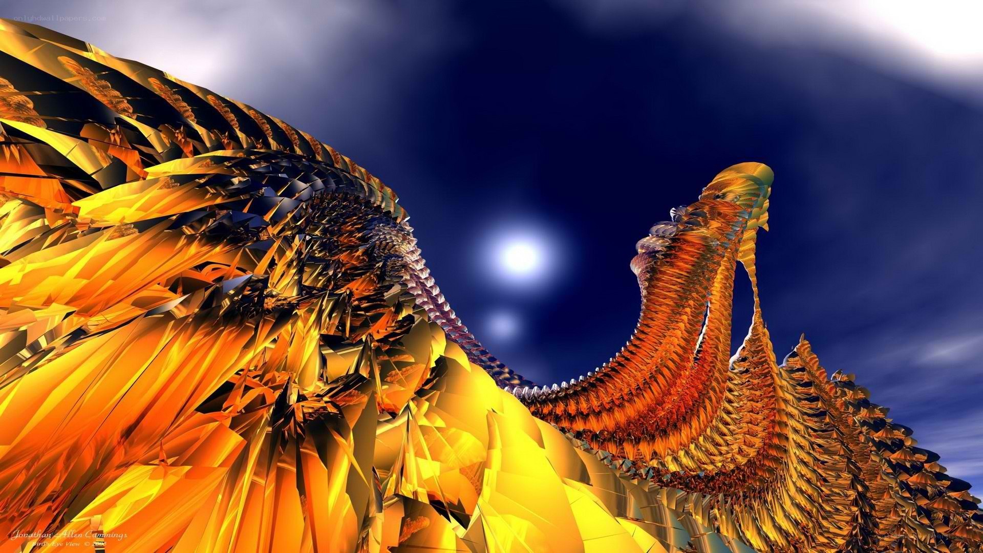 Golden fractal dragon wings