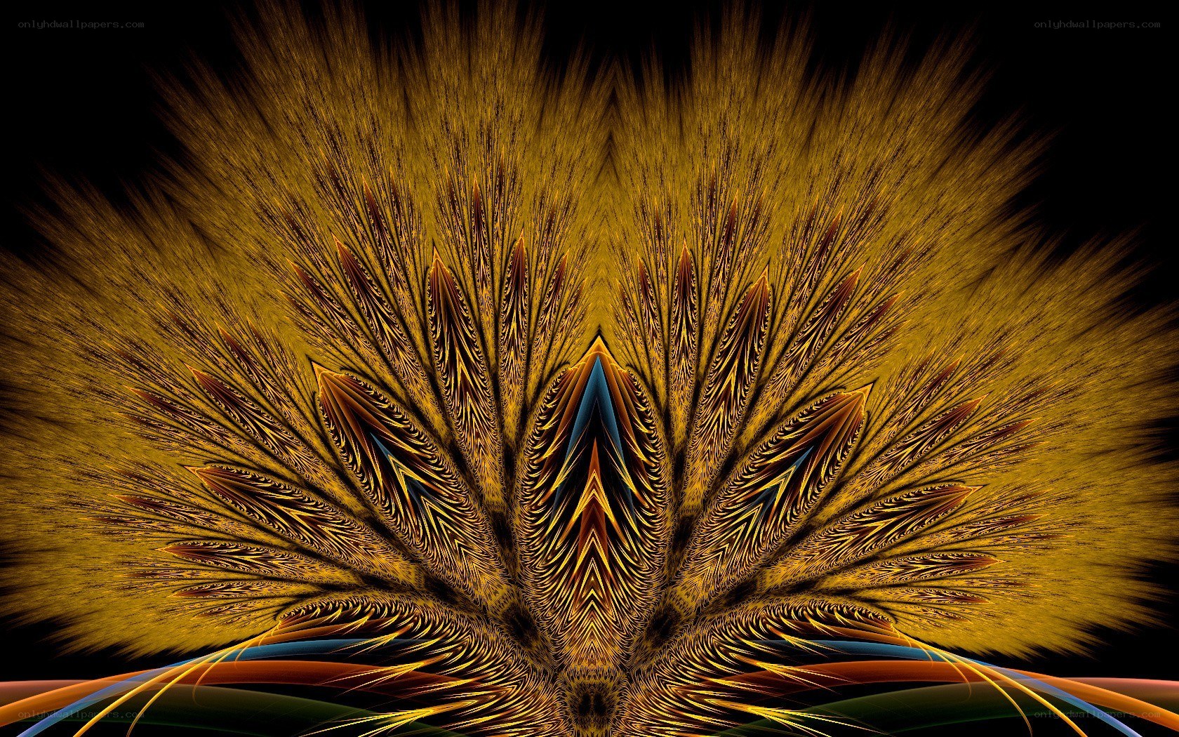 golden fractal feather pattern