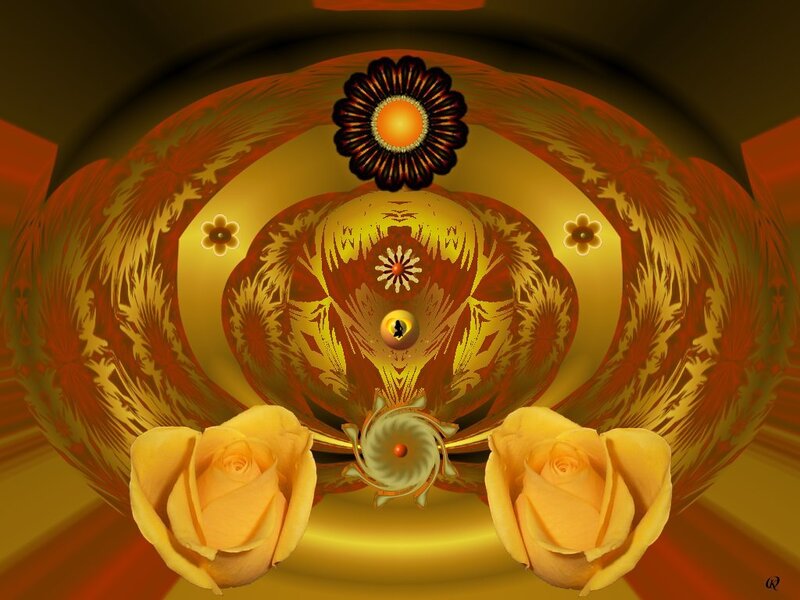 Golden fractal floral design